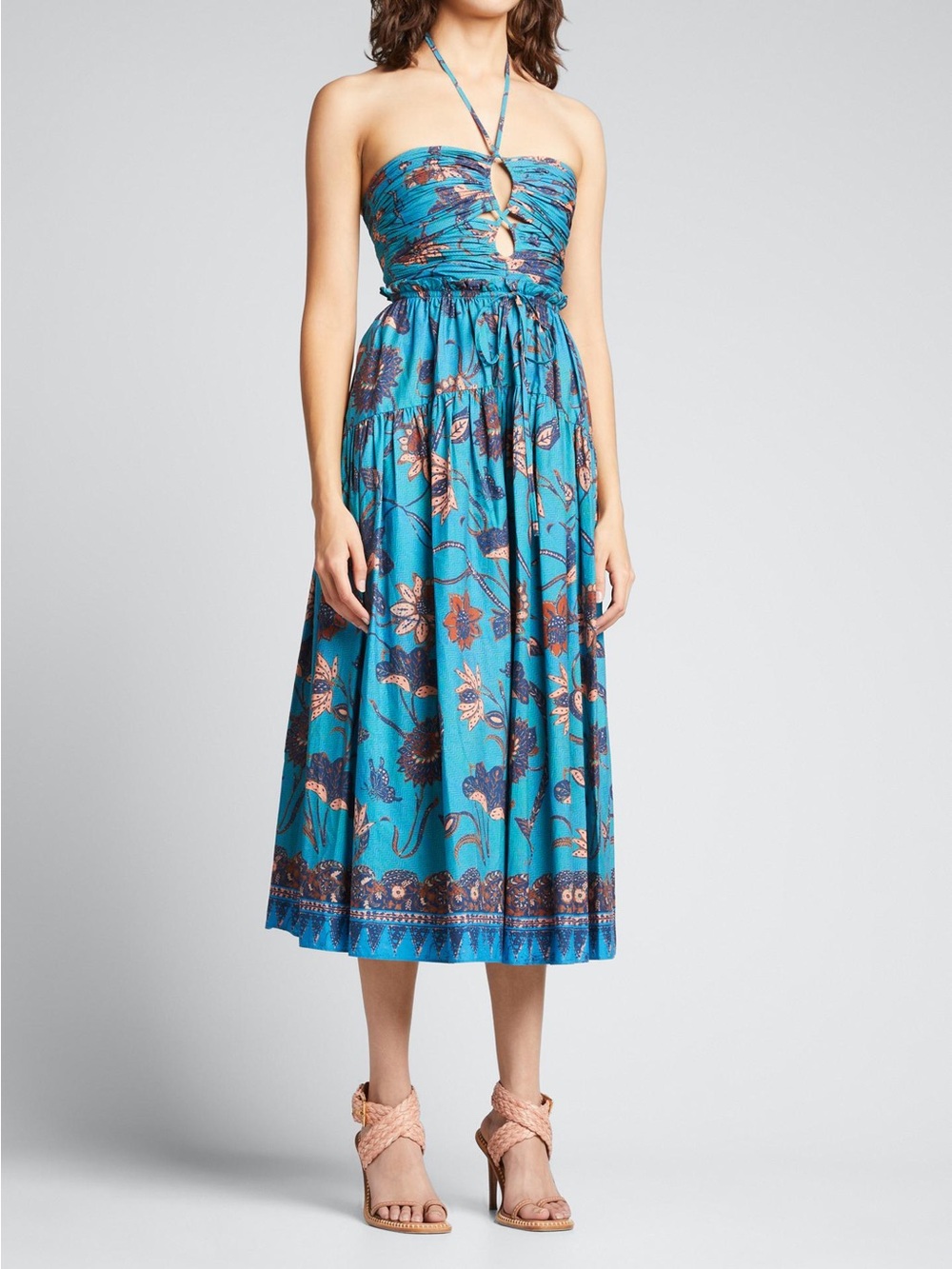 Ulla Johnson Lagoon Ella Floral Halter Midi Dress